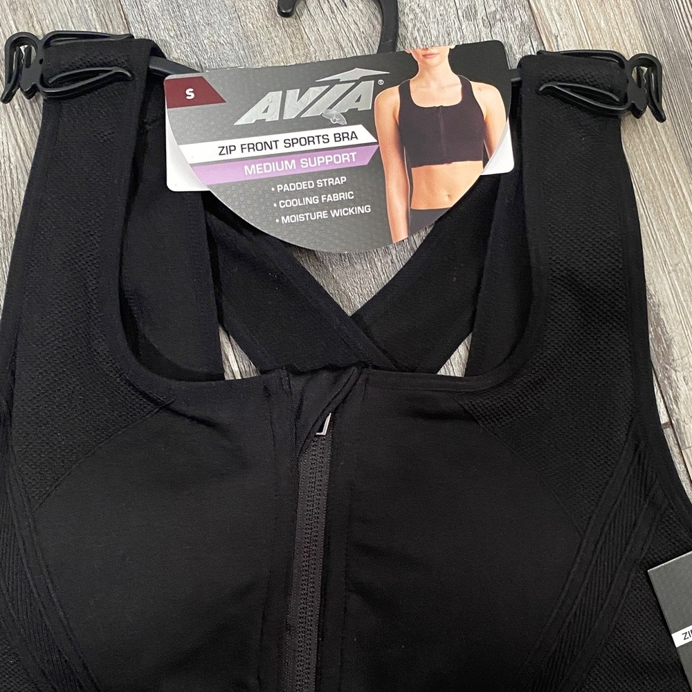 Avia Black Zip Front Sports Bra - Picture 9 of 10